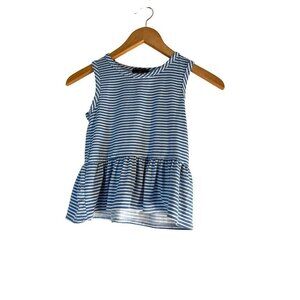 Kids Can't Miss Girls Top Sleeveless Blue/White Striped Size 8